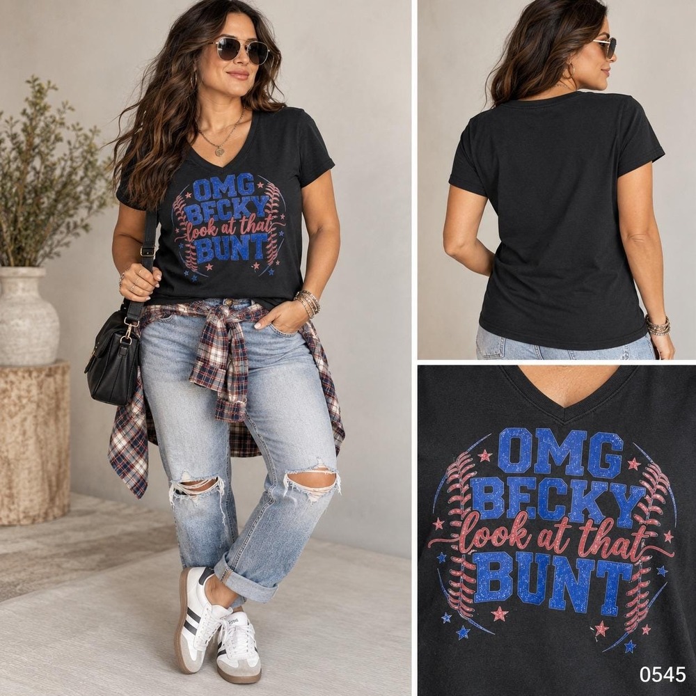 A New Day XXL Baseball Mom Graphic Tee OMG Becky Bunt Game Day Black 0541